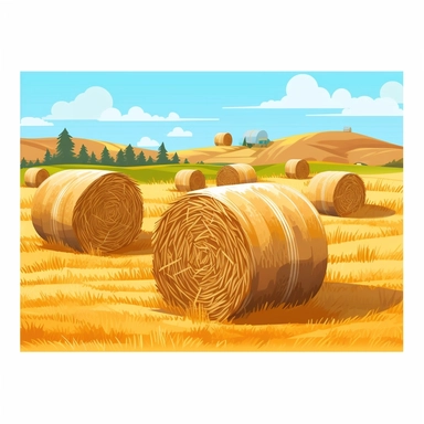 field with bales of hay and no background clipart flat transparent