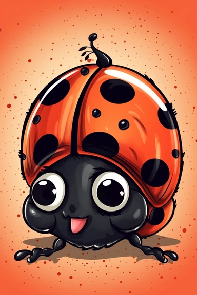 Little smiling ladybug for kids, white landscape, walt disney style, 4k, quality, detailed, clipart, clipart, sticker, cute, pastel colors, smile,