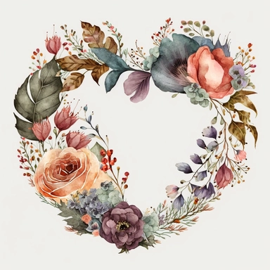 valentines wreath watercolor clipart