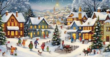 Adorable Christmas scene, clipart, precision painting, vivid colours, white background, I can’t believe how beautiful this is