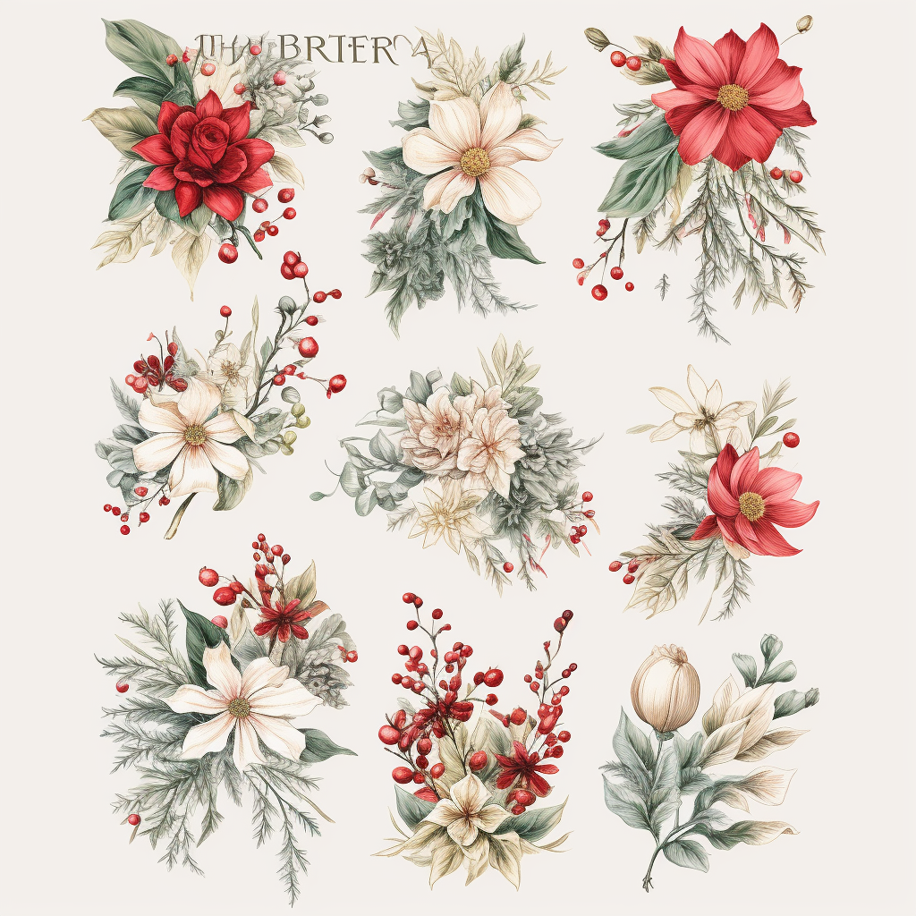 floral christmas cliparts
