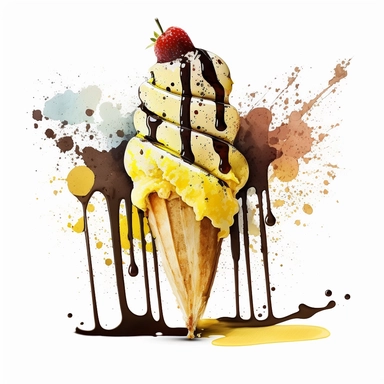 watercolor banana clipart banana split, no text, on white background
