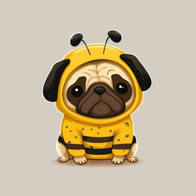 logo, children's clothing, 70's clipart, fictional, halloween bee costume, cute pug, baby