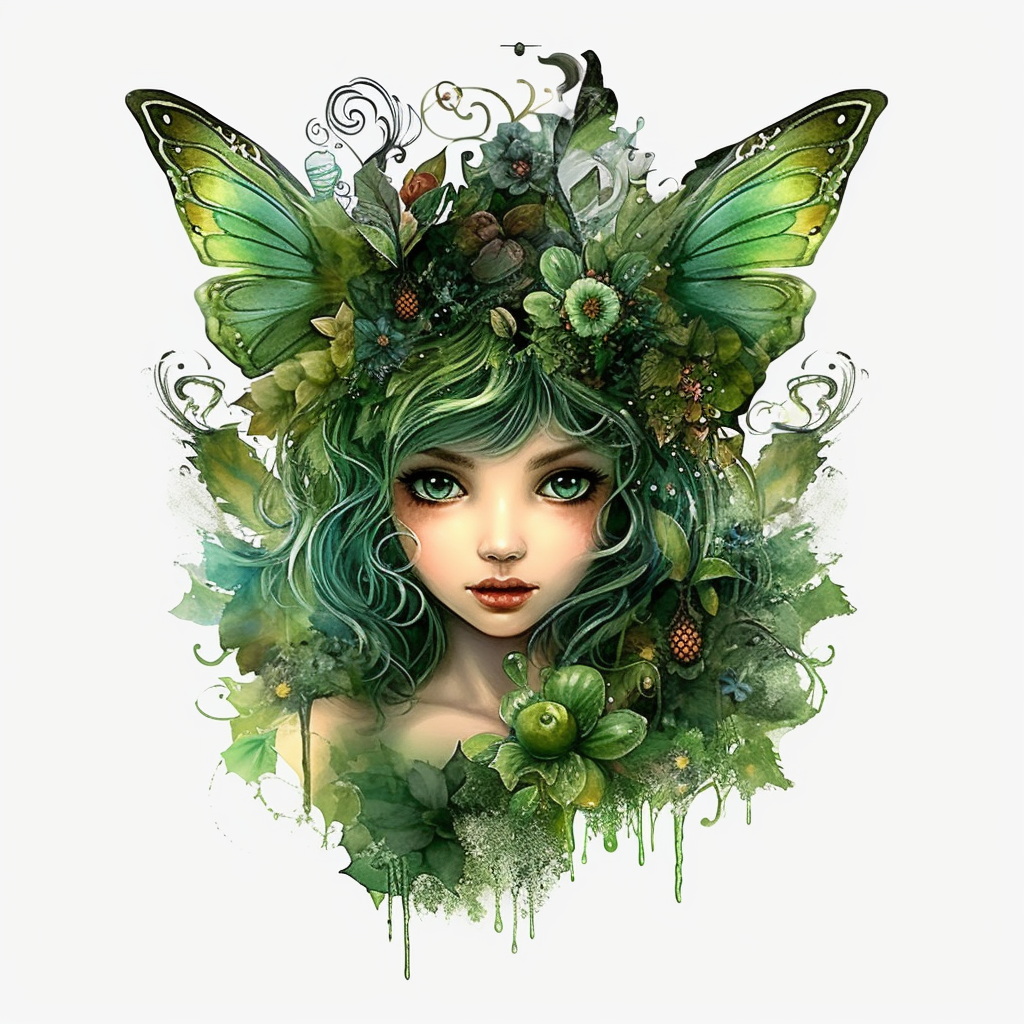 Watercolour beautiful Disney inspired emerald green queen baby forest ...