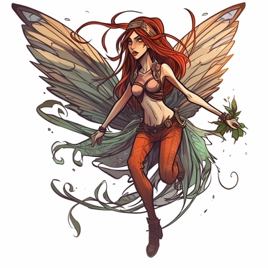 clipart, a beautiful lone fairy flying in the styles of Michal Lisowski and Cory Loftis, isolated on a white background, entire design should fit on the page
