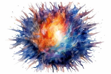 Watercolor, Design a post-neutron star, a cooled remnant with an ultra-dense core composed of exotic matter clipart, hd, on a white background, spaced out