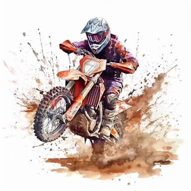 watercolor clipart dirt bike in mud