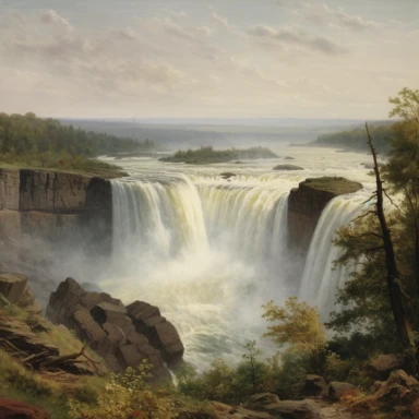 by Worthington Whittredge , Niagara Falls landscape , 8K quality, ultra detailed clipart, without signature and without meaningless lines, clipart, white background, High Quality clipart, no writting background, no writting