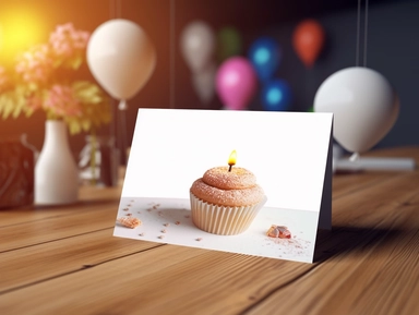 realistic mockups of a white birthay card laid in a table summer astheric, minimalistic style for clip art, high-quality, create an amazing beautiful coloring page