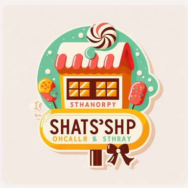 vector sticker design, Christmas Candy Shop clipart, white background, flat colors