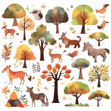 simplified African safari tree clipart, simple shapes, no lines, no outlines, clipart most popular on etsy, featured on dribble, minimalist, computer vector graphic design clip art, watercolor illustration clipart, watercolour clipart, watercolor illustration for kids and children, book illustration, print on demand image, PNG transparent background