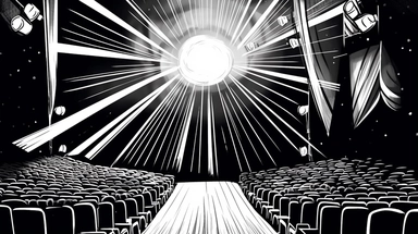 black and white line art, pop inspo, award cerificate for high school theater participation, clipart of spotlights tickets