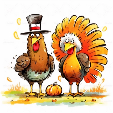 fall funny turkey and pumpkin cartoon in vivid colors clipart on a white background , in the style of rural america, high resolution, sarah purser, rural life scenes, large canvases, illustration, celebration of rural life , no watermark, text, words, paintbrush, 300 DPI, the images do not stick together, no text in the picture