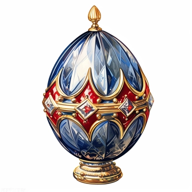 a Russia Fabergé egg in the style of watercolour clipart with detailed brush strokes