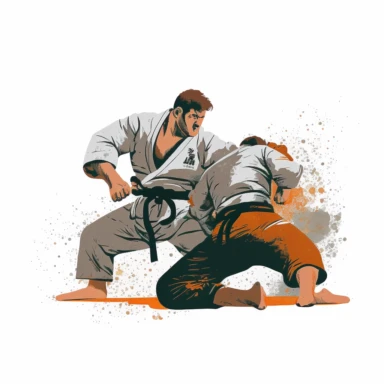 Two brazilian jiu jitsu fighting, clipart, white background