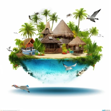 clipart Cancun and Riviera Maya , mexico, photo realistic, white background