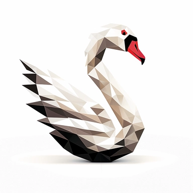 Elegant Swan, geometric-inspired illustration, modern clipart set, contemporary style, sleek and refined shapes, white background
