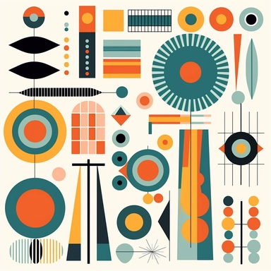 Mid Century Design Clipart, Vector, Decal, Atomic Colors, Shapes