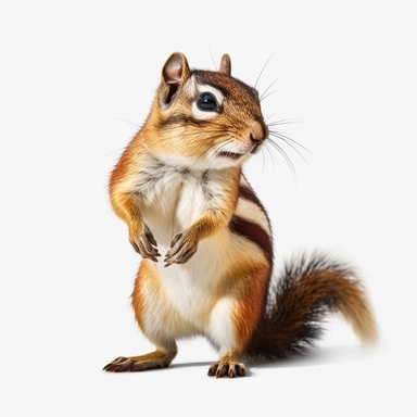 chipmunk, full body, clipart, very detailed, very realistic, white background, bright mood, 4k quality