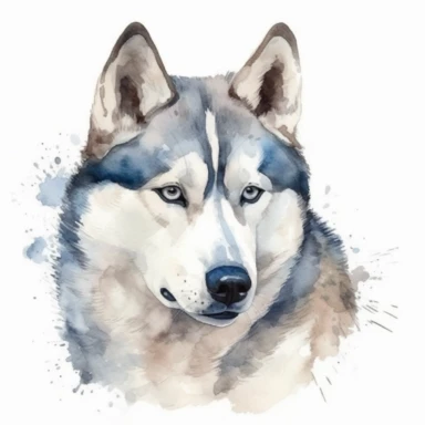 husky clipart, watercolor