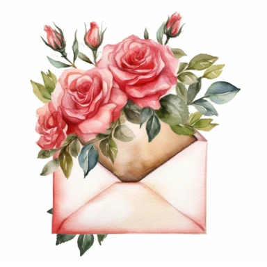 love letter watercolor clipart