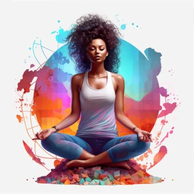 3D Empowering Women, Embracing Wellness: International Yoga Day! illustartion Clipart, Colorful, Retro, highly detailed, white background 8k