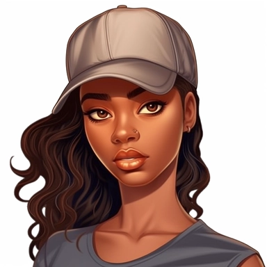 Black teen girl wearing a baseball cap Clipart