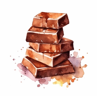 watercolor chocolate bar clipart, isolated on white background, hd