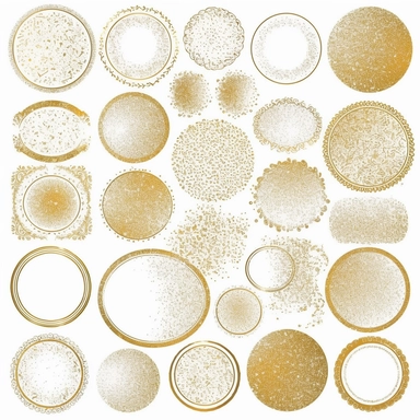 royalty free cliparts vector frame set border, in the style of glitter, soft and rounded forms, golden palette, tagging and marking style, white background, stipple, white background
