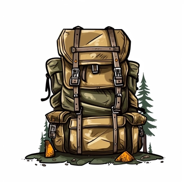 Camping Vintage Backpack Clipart, White background