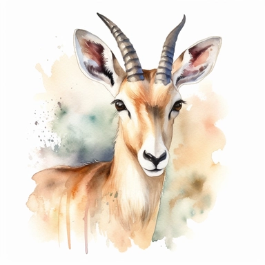Antelope, watercolor clipart, white background