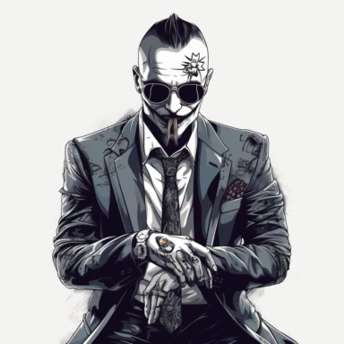 Joker Gangster, tattoos on chest, sunglasses, Full Body clipart