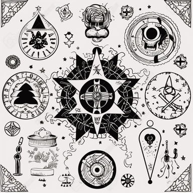 PNG CLIPART of occult symbols, Black, Single FIle
