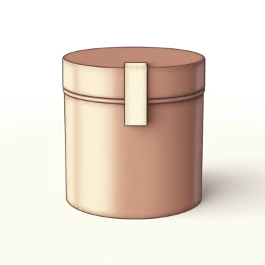 vector image, Front view of handrawn illustrated cozy color cylindrical paper box with lid, box package design, no background, no shading, realistic cartoon, simple design, minimalist, clean, vector image, clipart