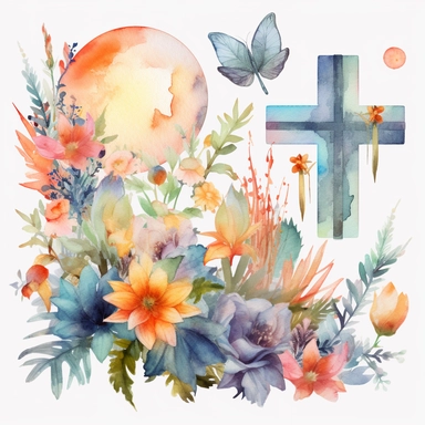clip art christian, watercolor clipart, hd, 8k, isolated on white background spaced out