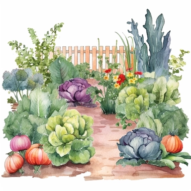 Garden Beds Clipart. Spring Garden Clipart. Vegetable Garden, Watercolor, pastels, clipart, beautiful, colourfull, png transparent white background, high resolution no caption