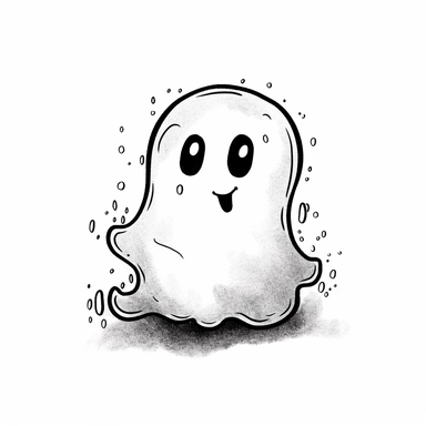 halloween spooky ghost cute clipart, in the style of tim burton, background is only white