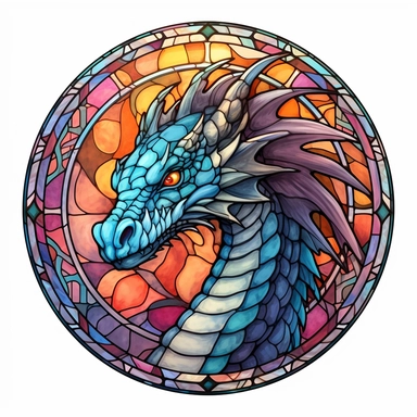 clipart on white background, stained glass dragon, i cant believe how beautiful this is, fantasycore, dragoncore, mysticalcore