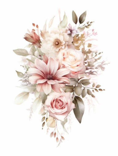 watercolour clipart of floral fram, Blush and Rose Watercolour Clipart, Blush and Rose, uhd images, isolated on a white background , spread out, les nabis, kinuko y. craft, larme key, isolated on a white background, hyper realistic, high detail, spatter