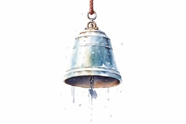 Clip art of ice Japanese Wind Bell, simple, white background, Beautiful margins, large margins, by Helen Beatrix Potter, easy to crop image, Natural light, 4k, HDR