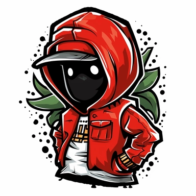 clipart tomato graffiti style whit hiphop cap and hoddie