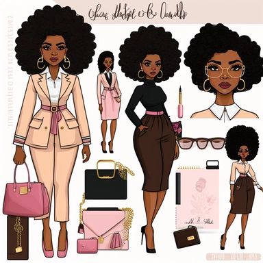 Lady boss clipart, Boss Babe clipart, Planner Girl Clipart, Fashion Girl Clipart, Boss Girl clipart, Afro girl clipart