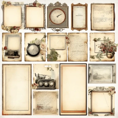 Vintage Photo Album Frames instant download ephemera, printable, digital collage, diary/ junk journal, altered art, mixed media, clipart, white background