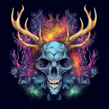 skull of elk royal fantasy dark psychedelic clipart