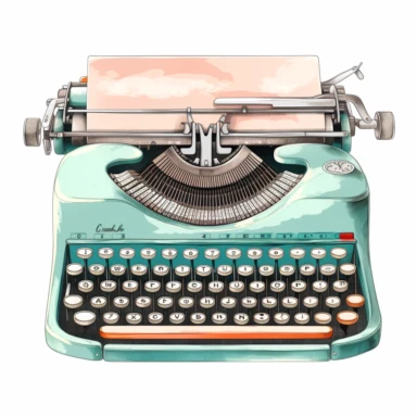 old-fashioned typewriter with raised, round keys labeled with letters and numbers, clipart, isolated white background, pastel, bright colours, clean line art, 8k