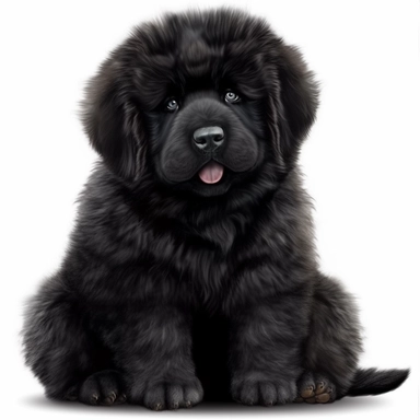 Dog Puppy breed Newfoundland big hairy black 3D clipart