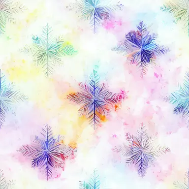gradient snowflakes pattern simetric, white background in watercolor clipart style