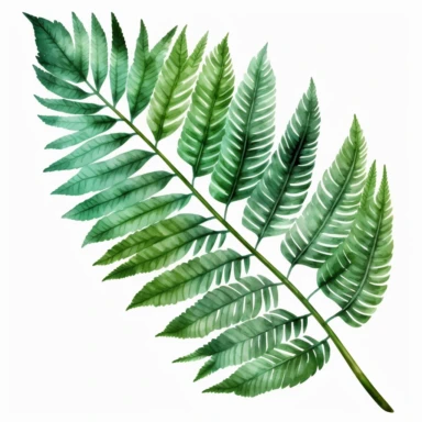 watercolour beautiful Lauren fern tropical leaf with beautiful beautifully detailed realistic Lauae fern palm tropical leaf png image,high resolution,300dpi,graphic clipart,computer graphics