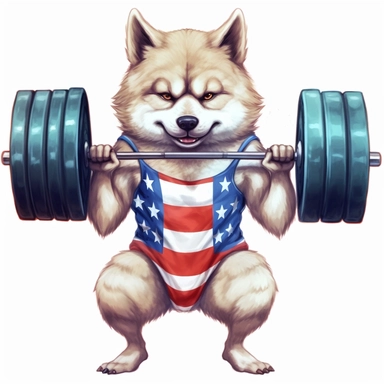 Independence Day Funny wolf guy body gym Sublimation Clipart, isolated on white background iw2