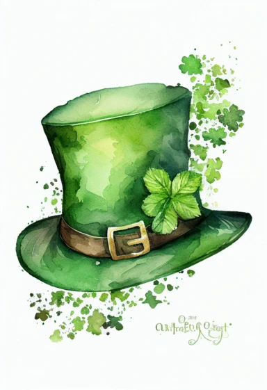 cute watercolor leprechaun hat, Amish hat, clipart, saint Patrick's day style, white background